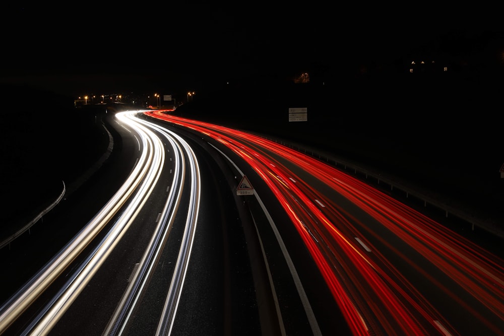 light streaks of vehicles on road