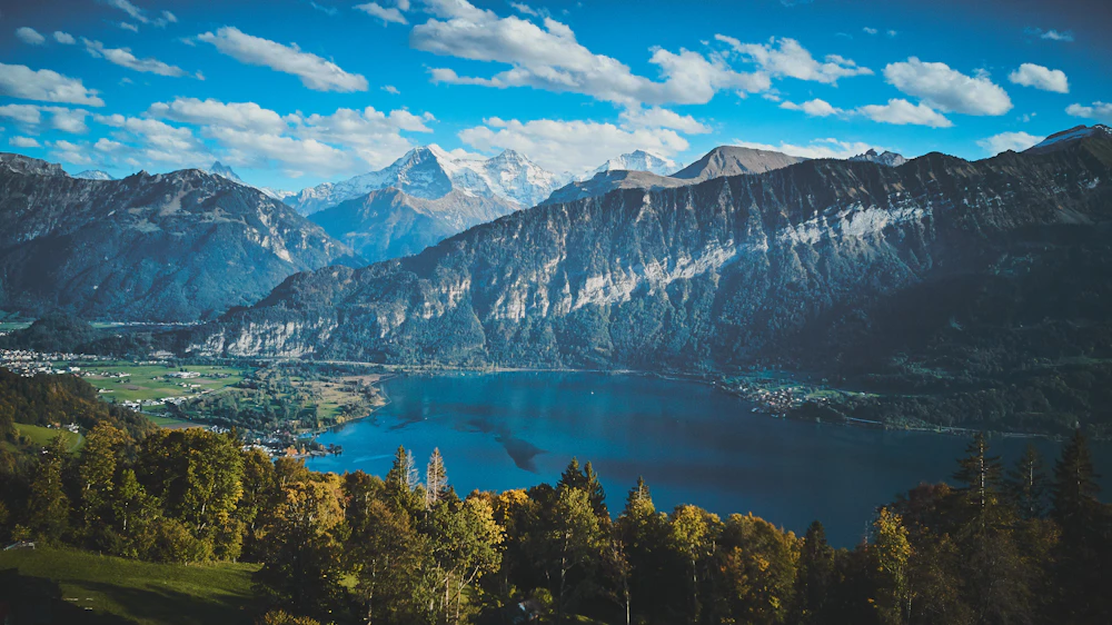 Lake Thun and the Bernese Alps above Interlaken