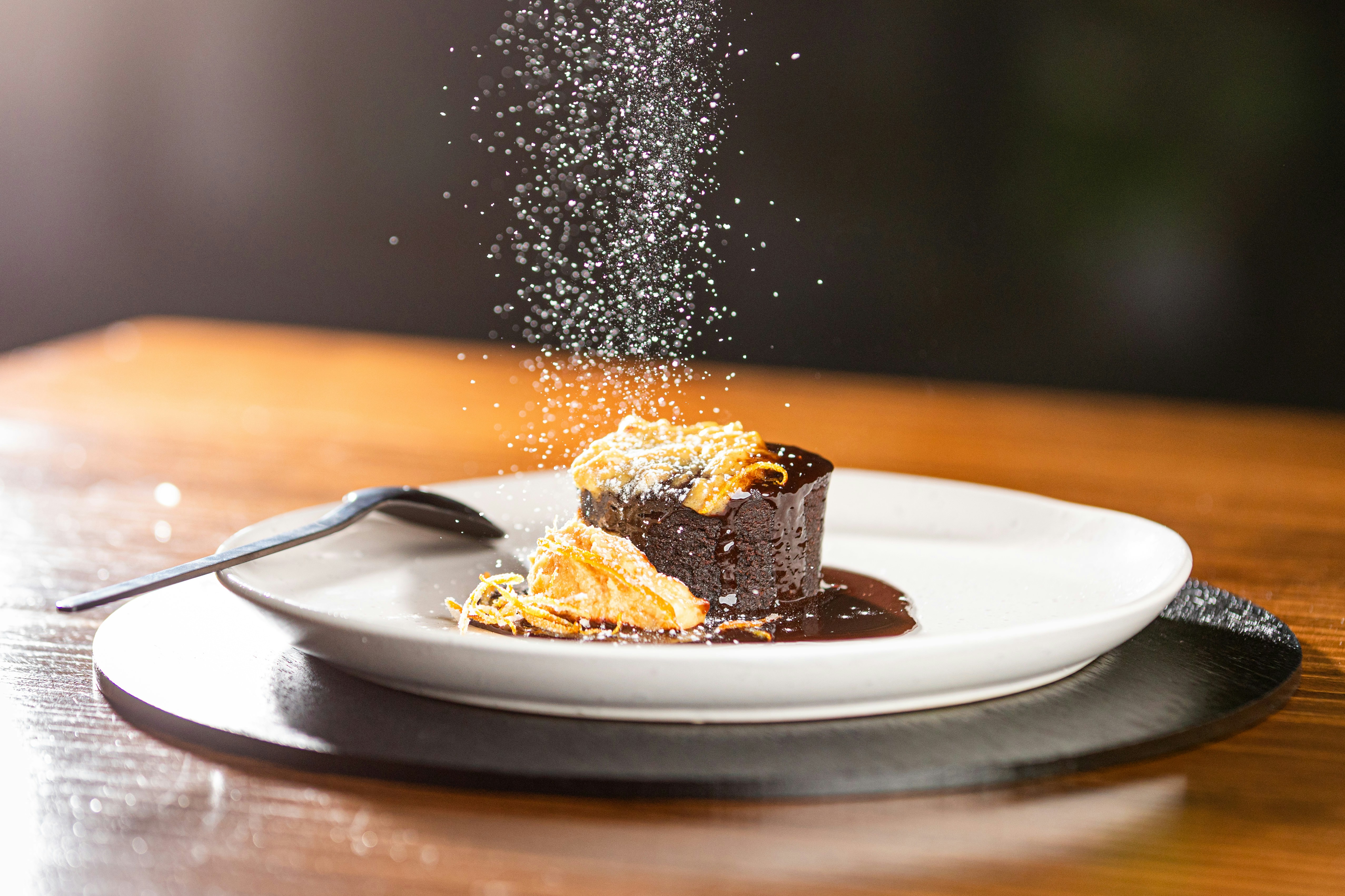 chocolate on white plate