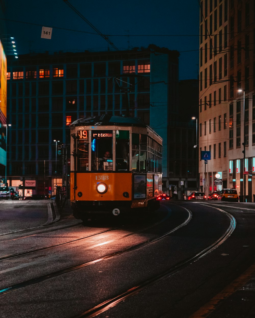 yellow and white city train