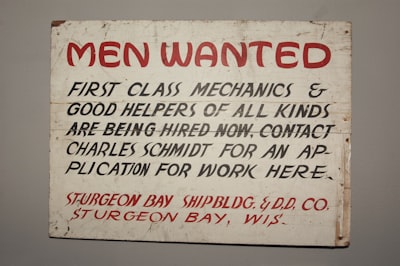 outdated men wanted hiring sign