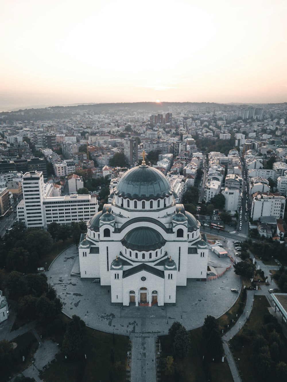 white and blue dome building