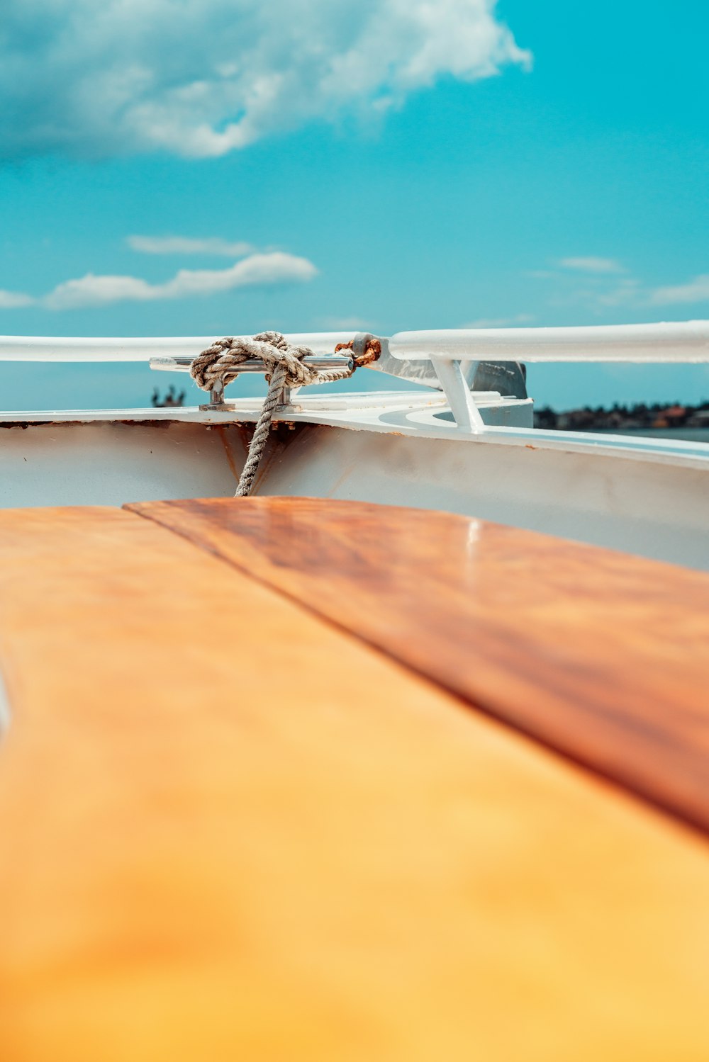 a close up of a surfboard on a boat