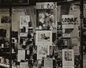 grayscale photography of Kodak photo collection