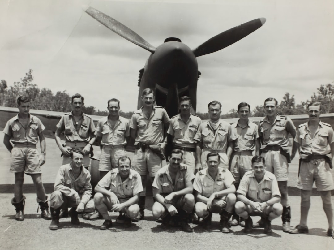 grayscale photo of army,