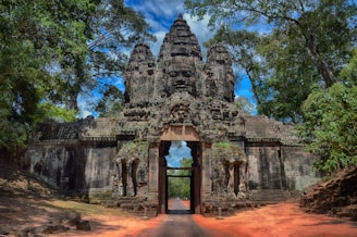 the entrance to an ancient temple in the jungle