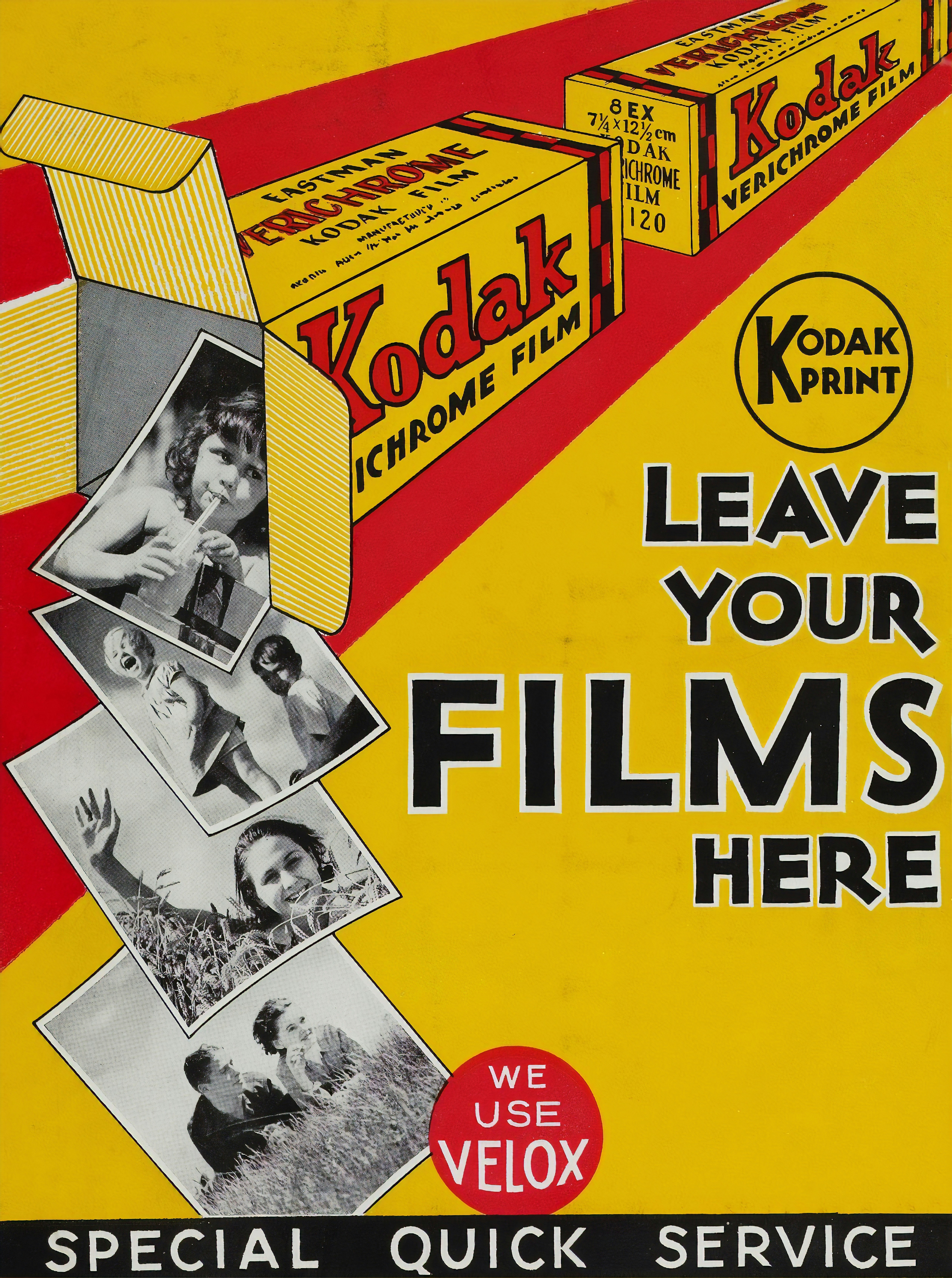 Poster - 'Leave Your Films Here'
Museums Victoria
Courtesy of Kodak (Australasia) Pty Ltd
https://collections.museumvictoria.com.au/items/1382983