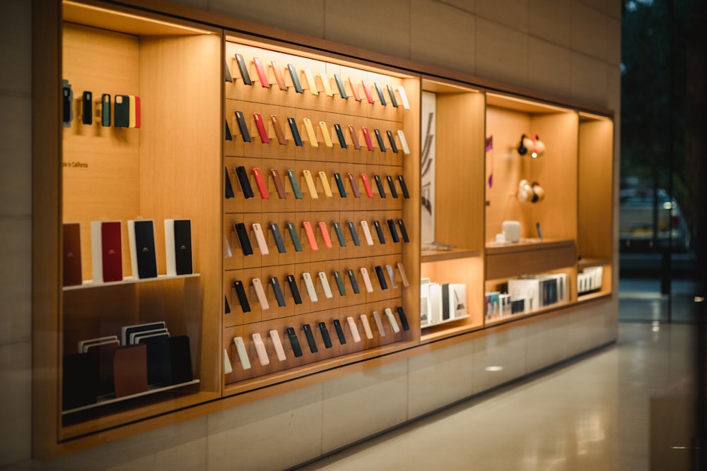 brown wooden display cabinet