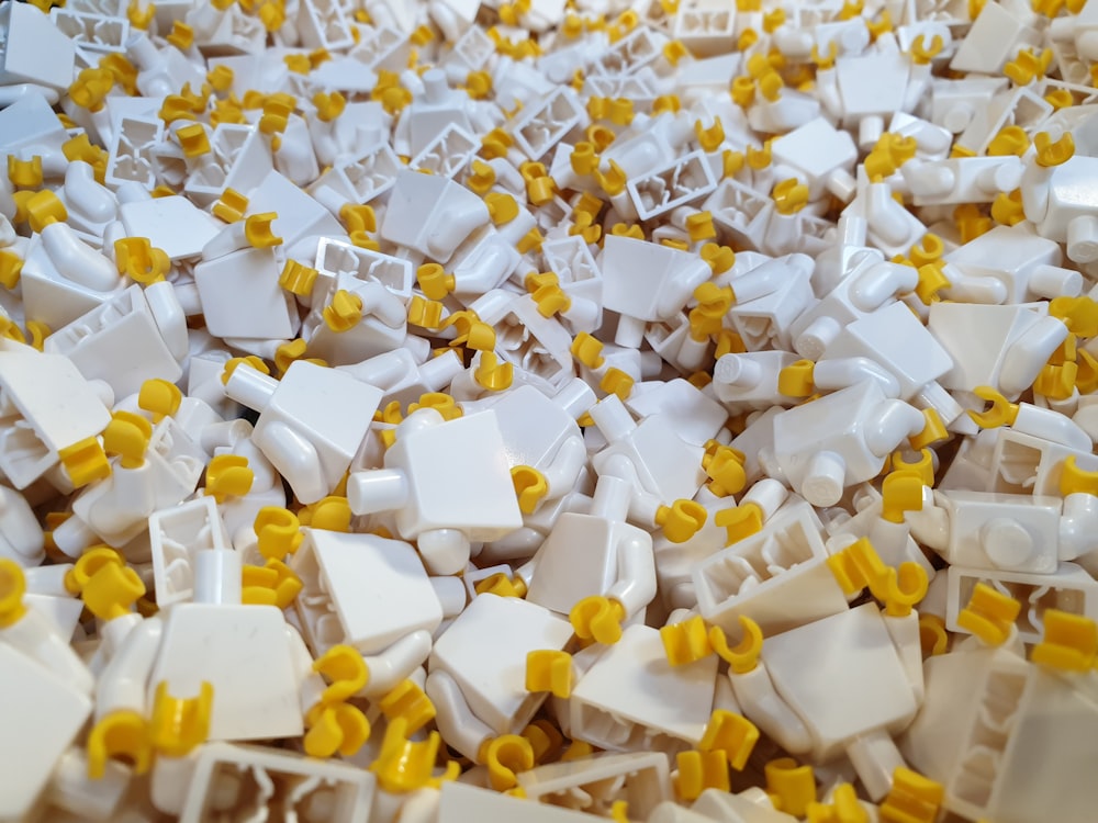 white and yellow plastic locks