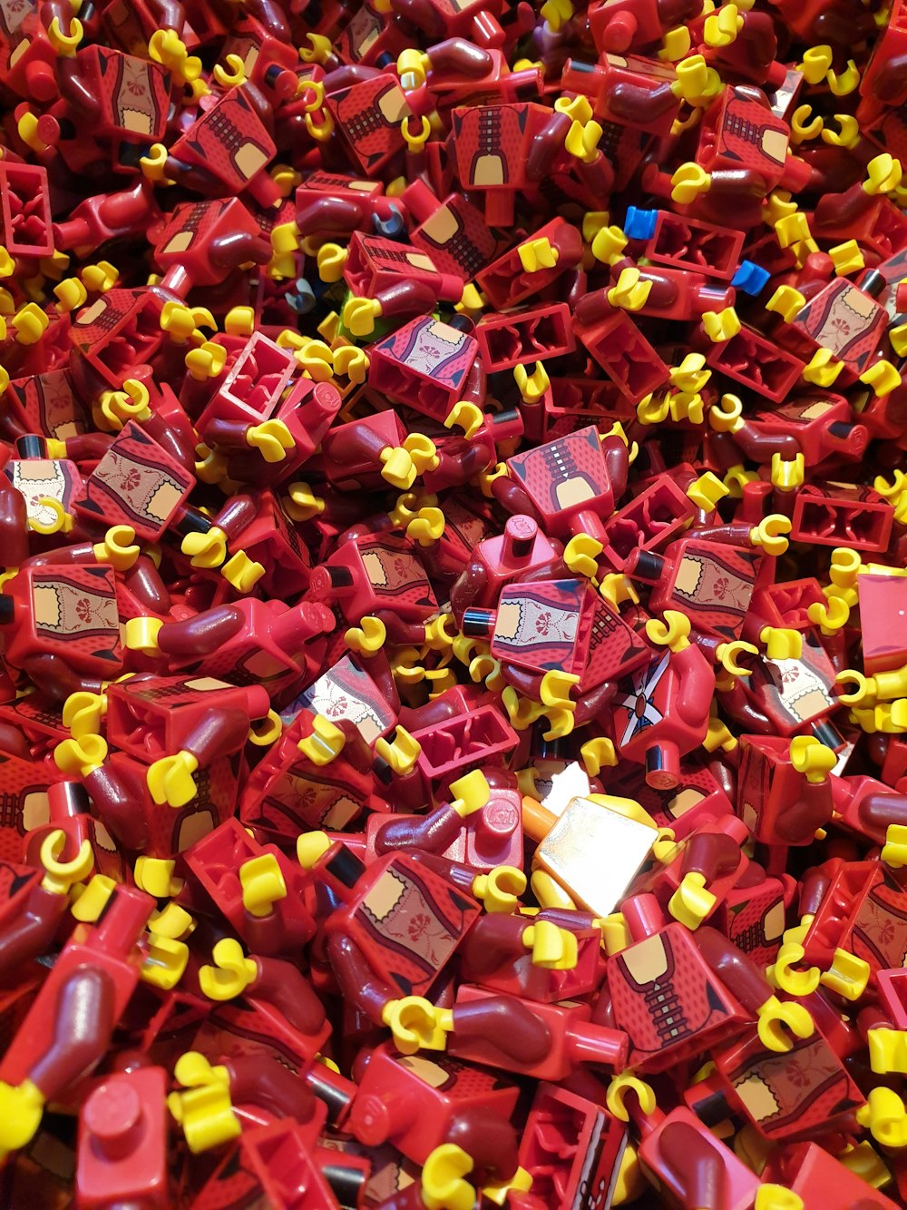 red and yellow plastic block lot