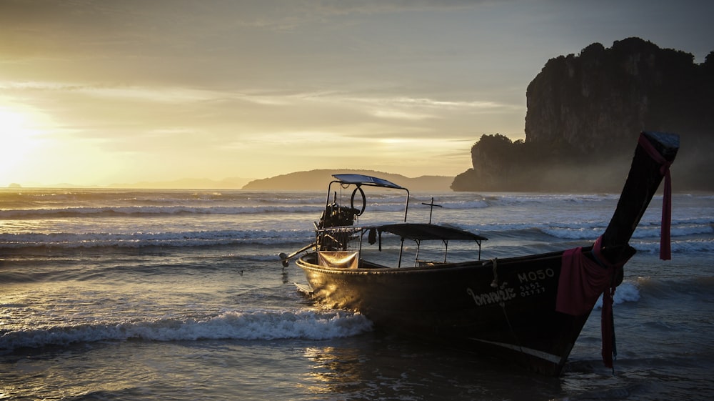 empty boat on shore