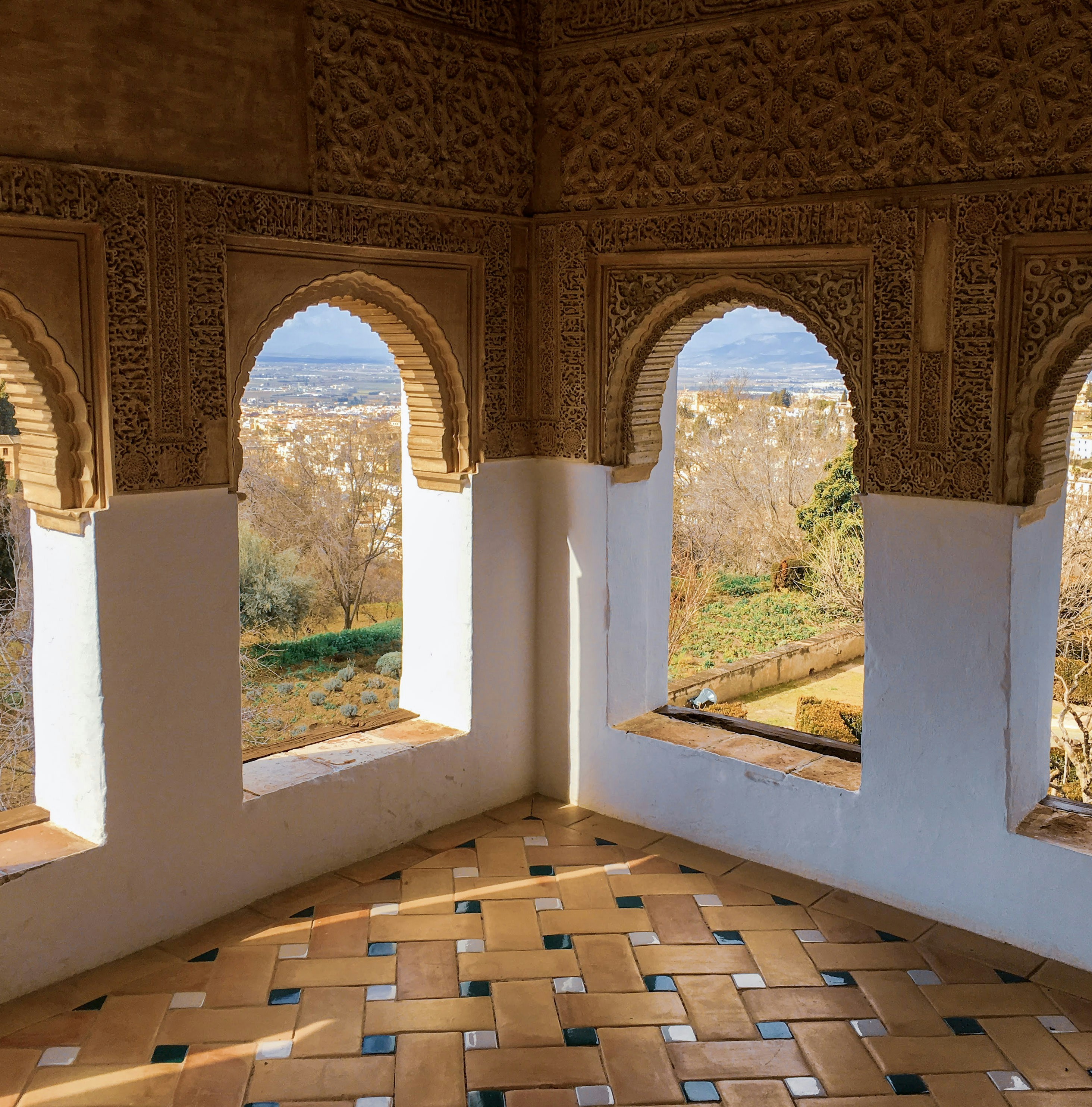 Moroccan zellige tiles and courtyard patterns