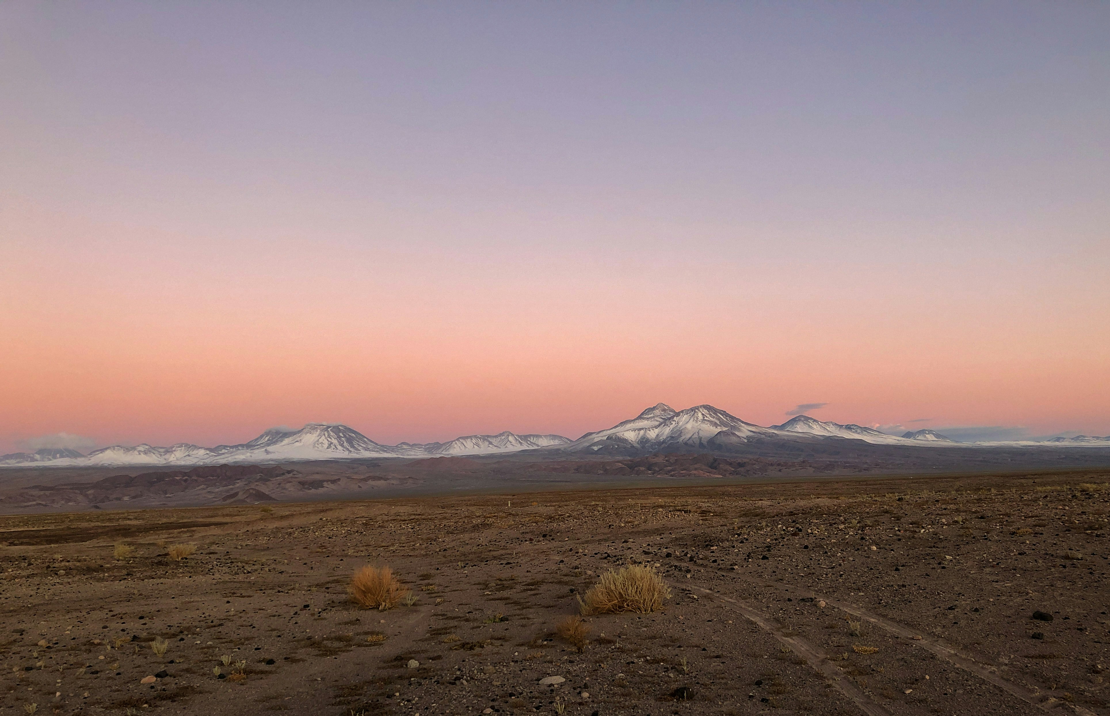 Atacama Desert landscape in Chile at sunset