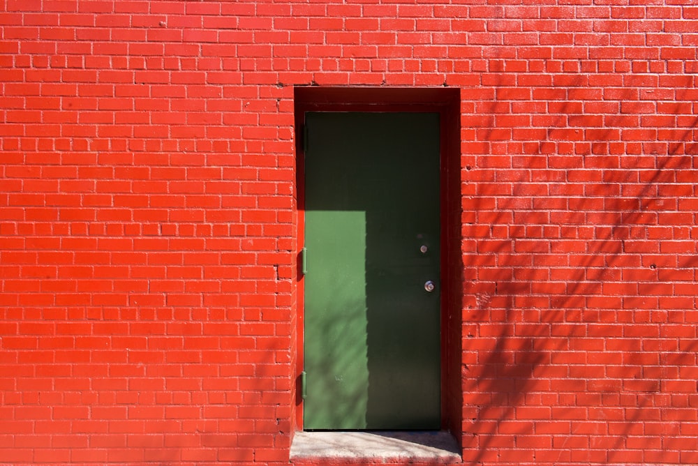 closed green door