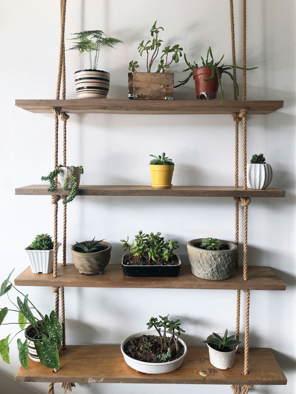 brown wooden 3-layer rack