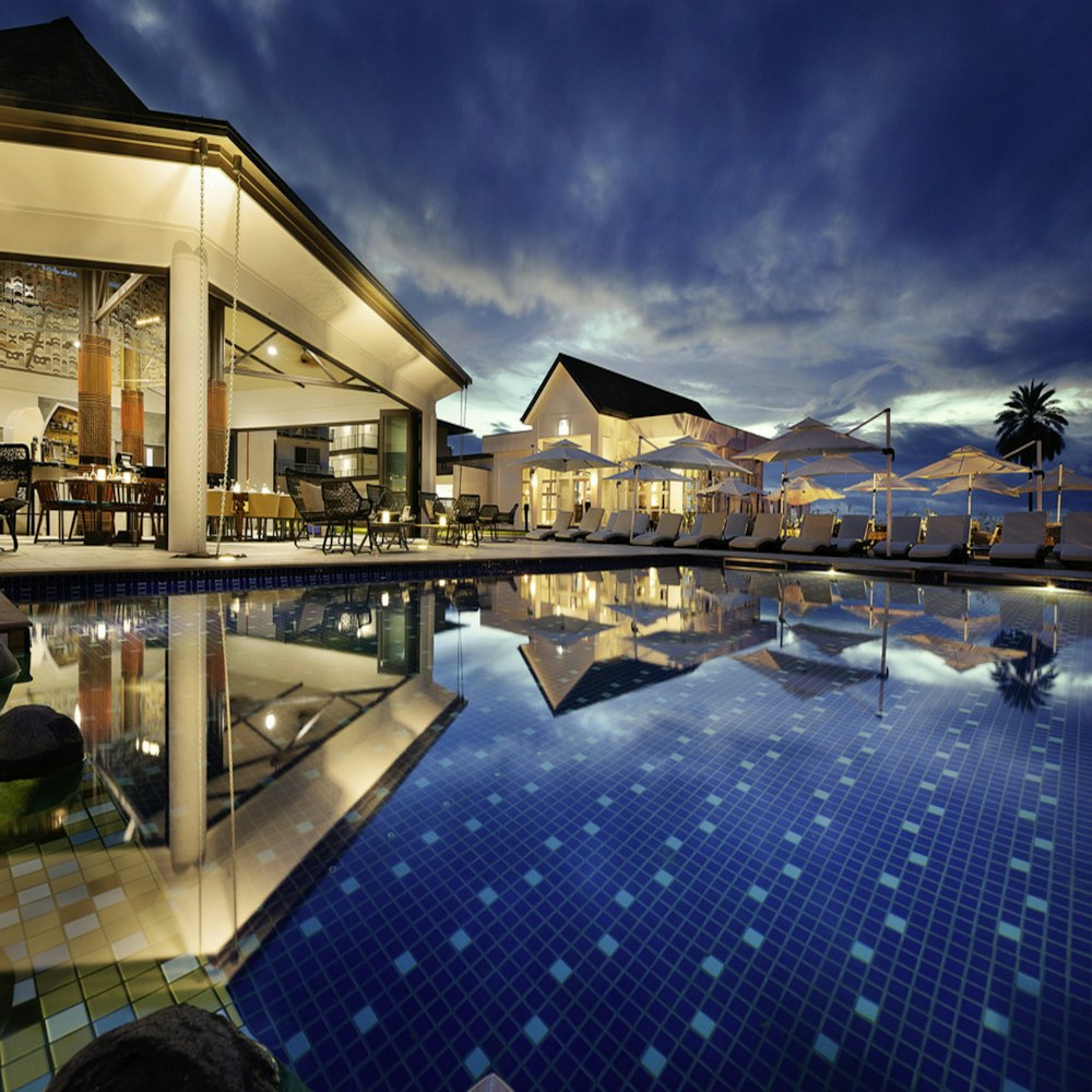 blue outdoor pool