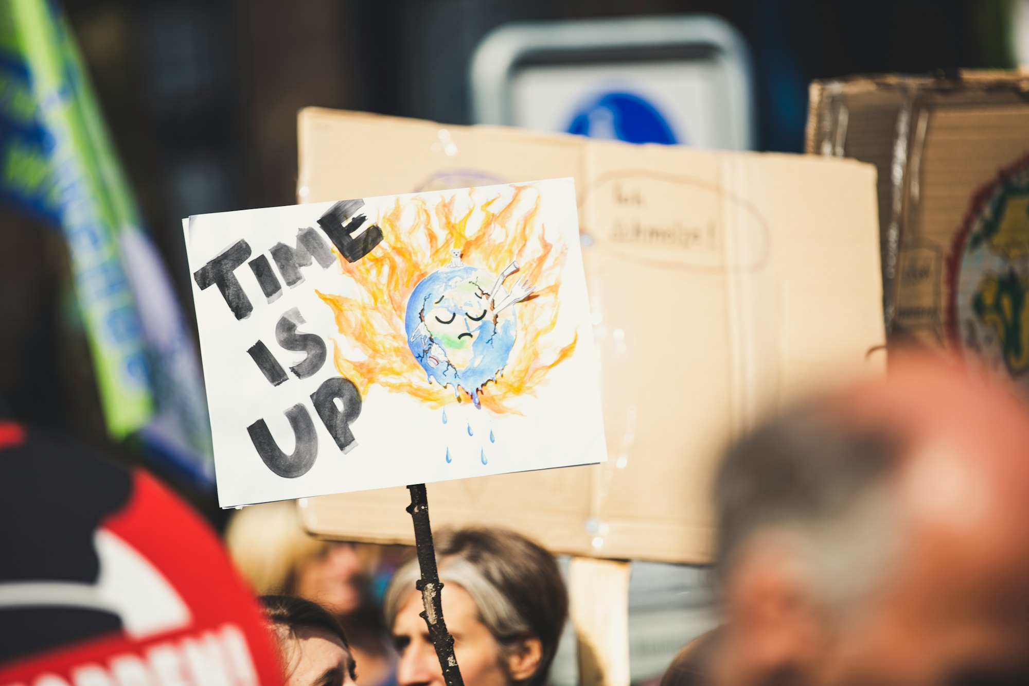 TIME IS UP. Global climate change protest demonstration strike - No Planet B - 09-20-2019