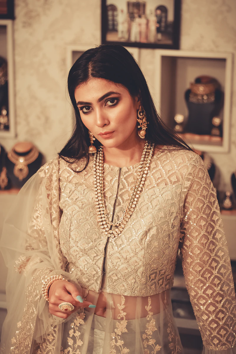 Woman in a gold ethnic dress