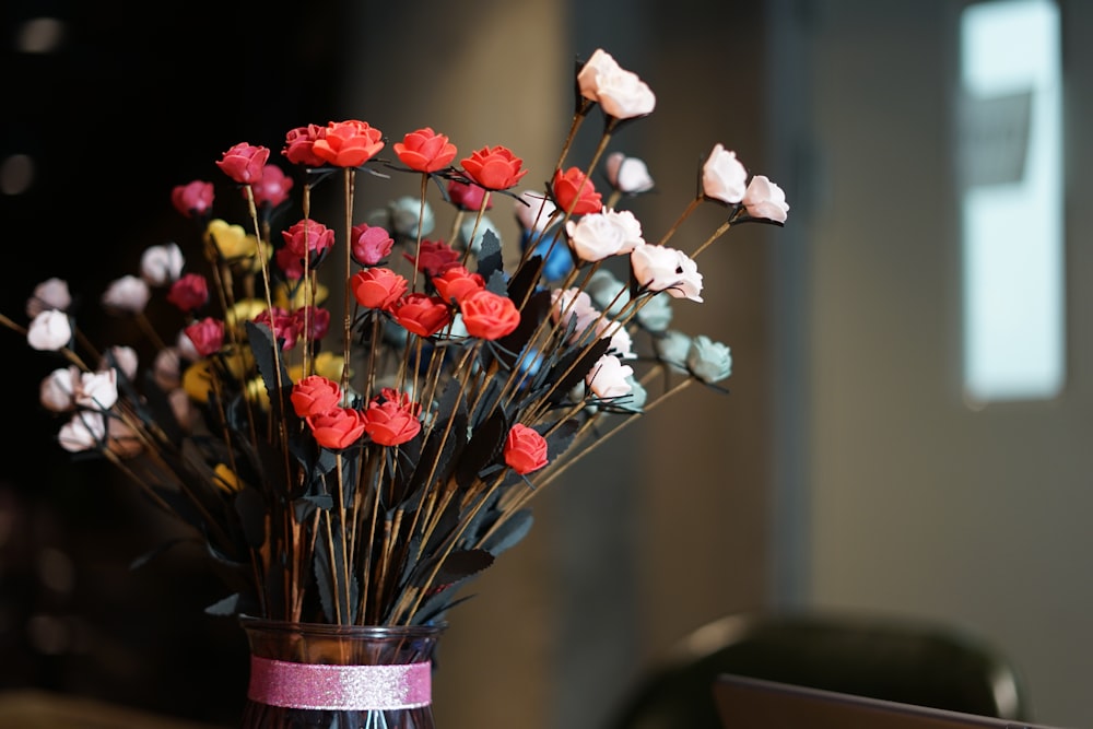 red and white flowers decor