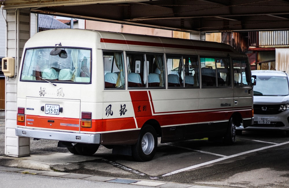 white bus in parking lot