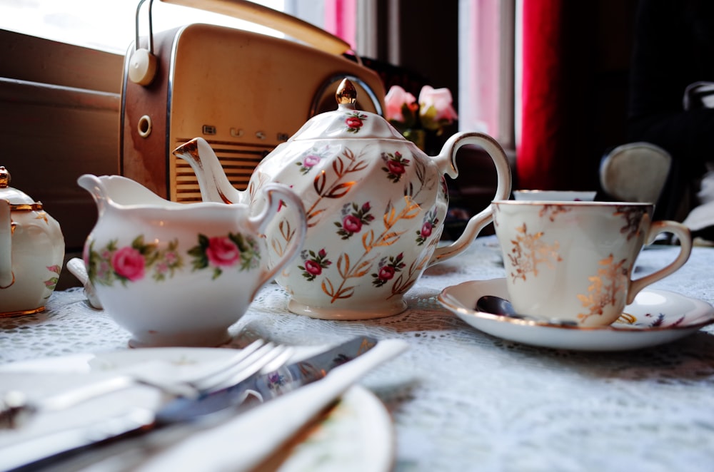 tea set on table