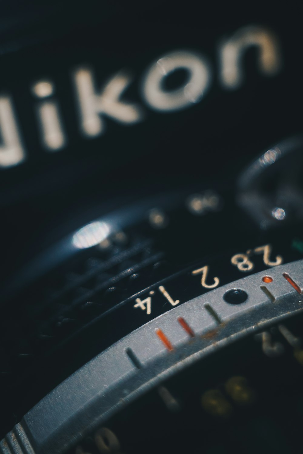 close view of black Nikon camera