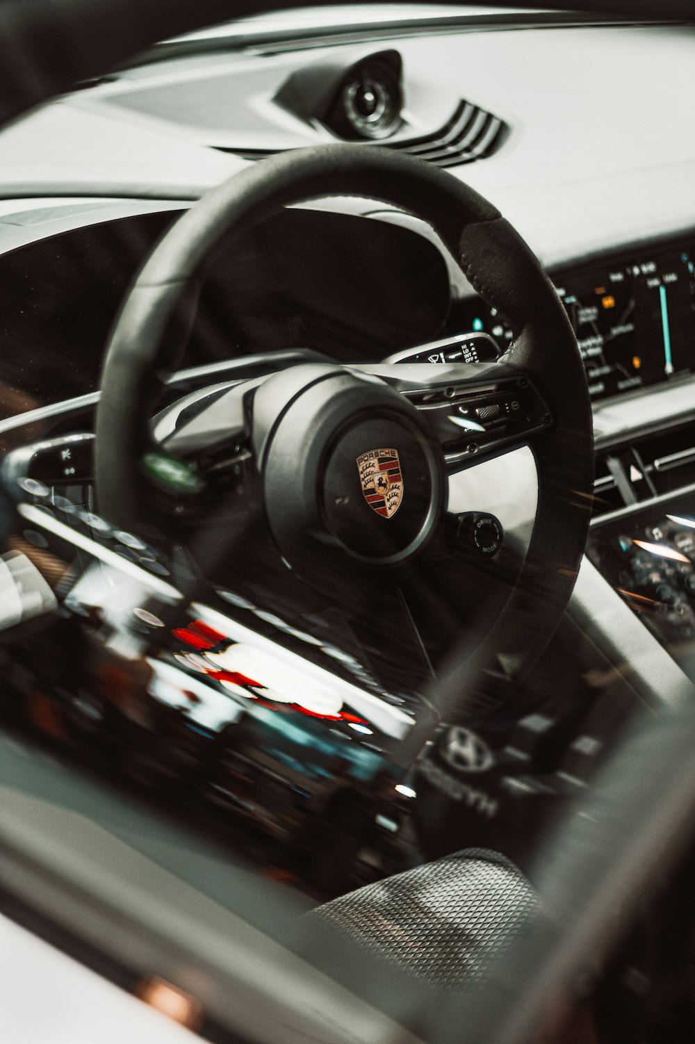 black and gray car steering wheel