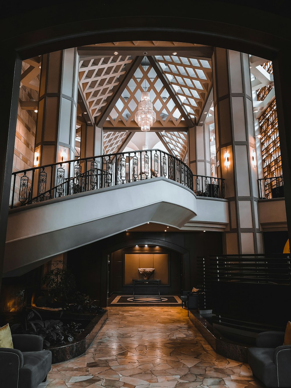 white and black staircase