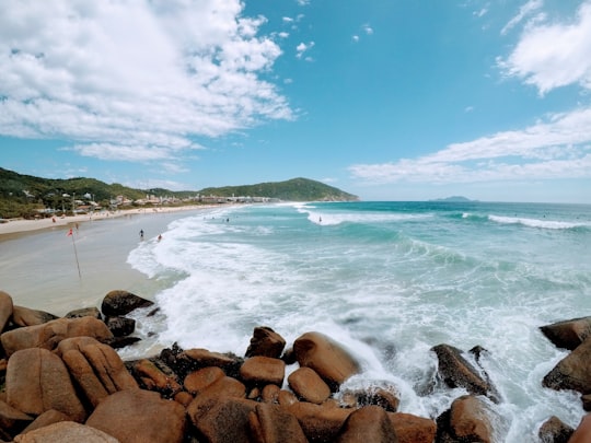 waves crashing on shore during daytime in Florianópolis Brasil