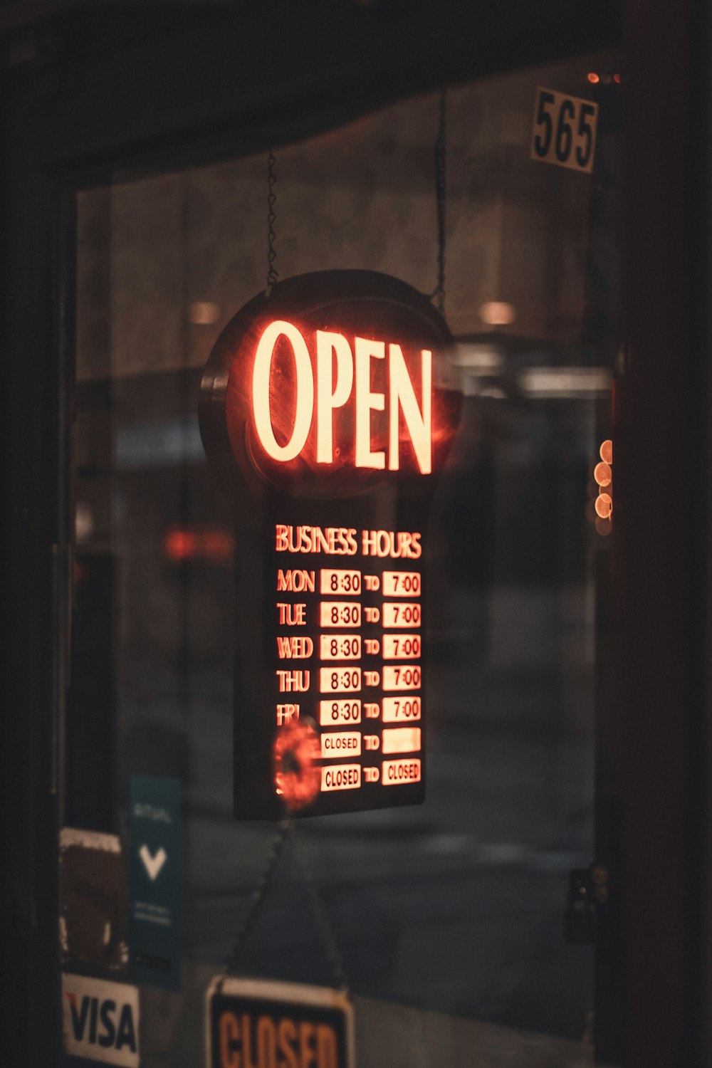 red lighted open signage