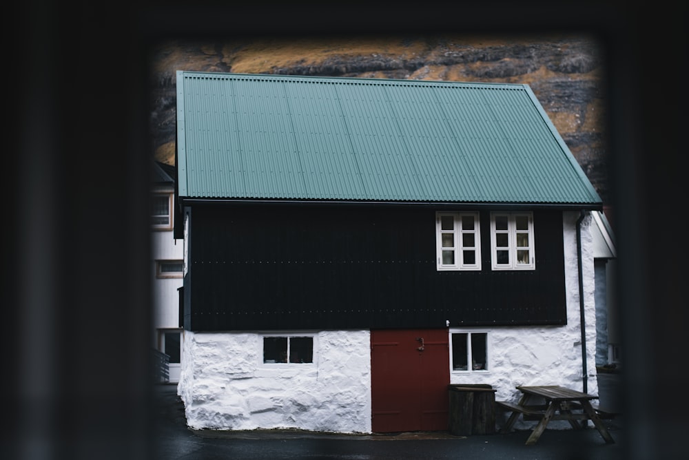 black and white house