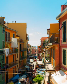 A cozy street scene in the Balkans with colorful buildings and local markets.