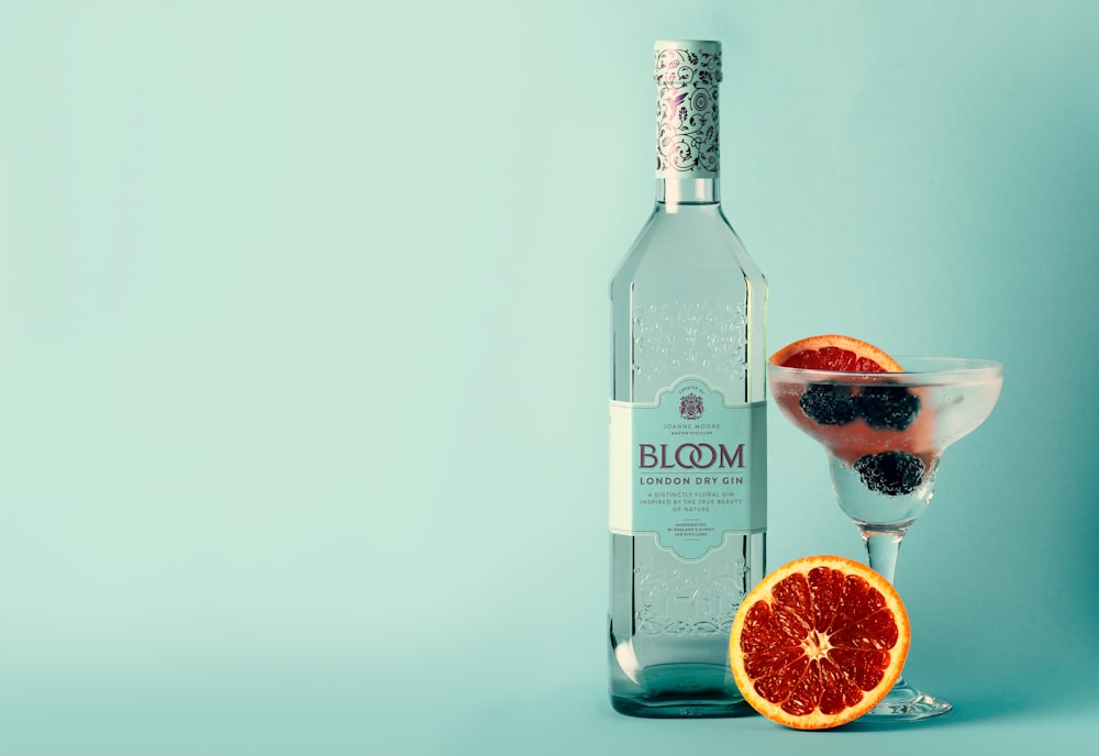 Bloom bottle beside margarita glass