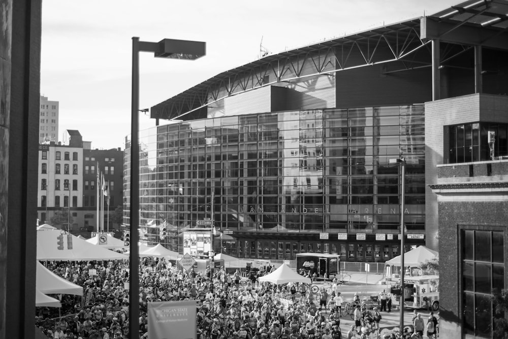 black and white building photo