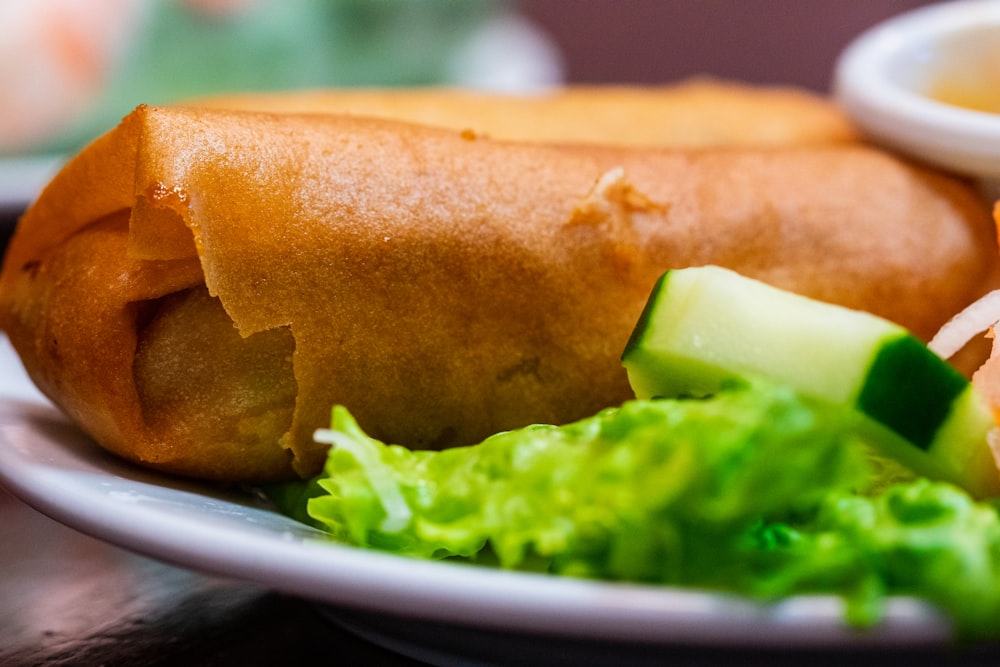 shallow focus photo of spring roll