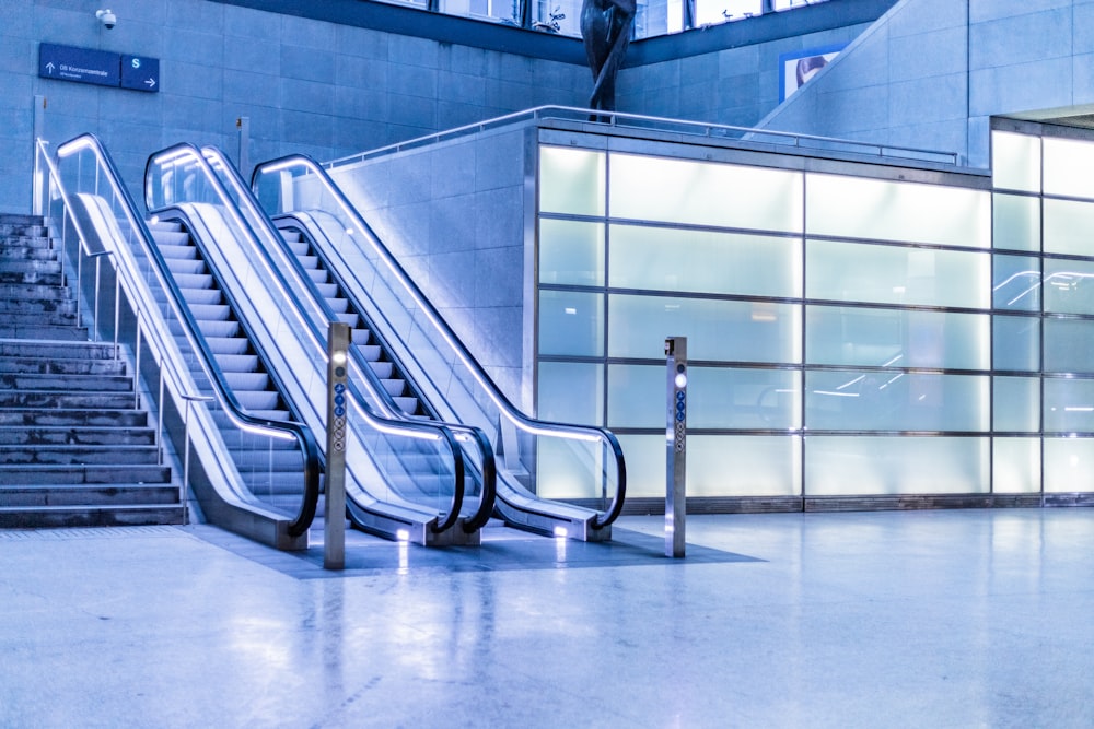 photography of escalator inside building