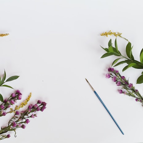 A minimalist arrangement of natural elements in yellow and green tones on a clean background.