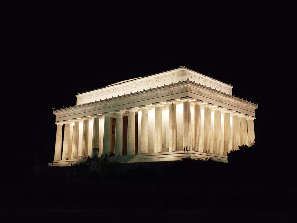 ancient Roman temple during night time