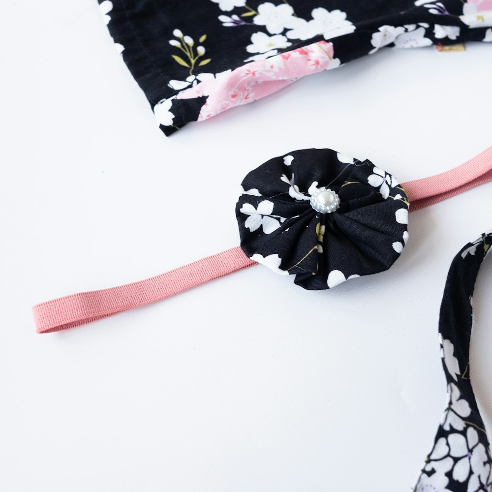 black and white floral headband