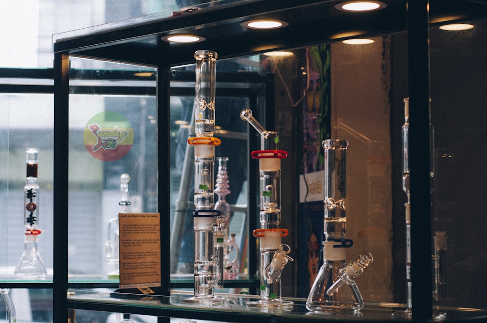 shallow focus photo of assorted hookahs