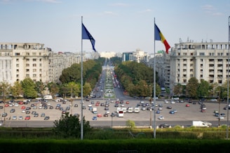 raised two flags near road