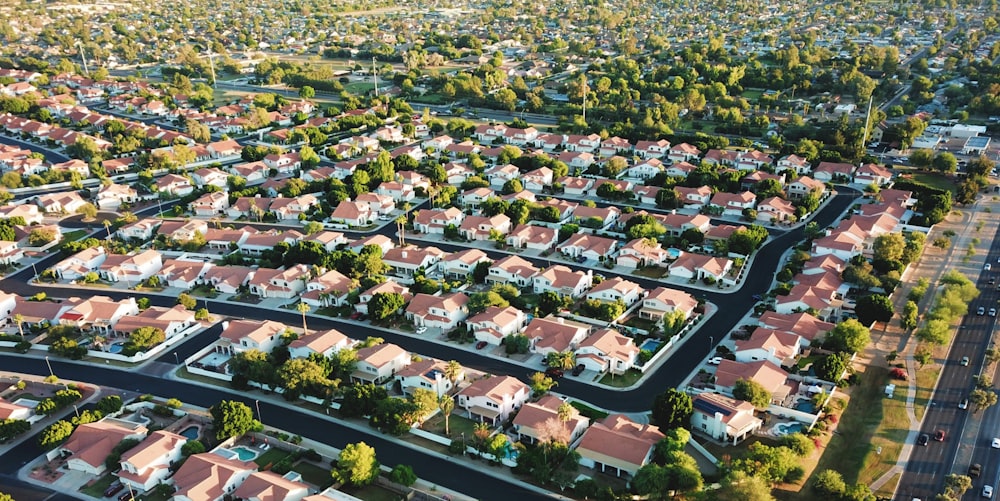 aerial view of house village