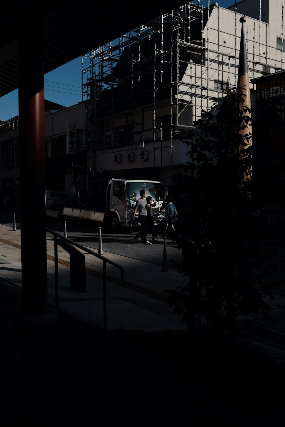 people in front of building