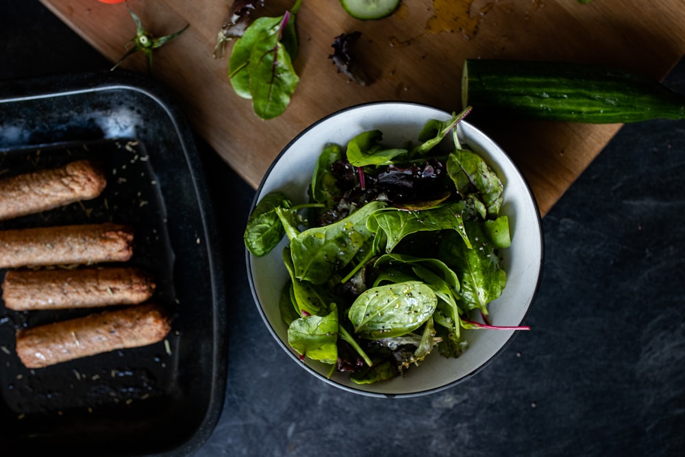 green vegetable on bowl