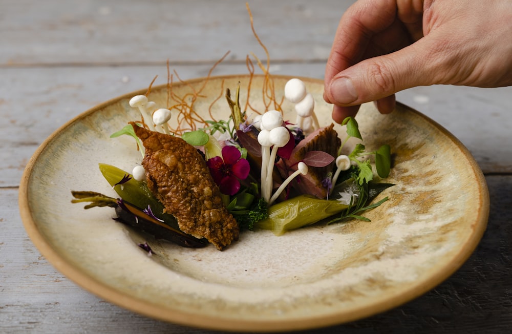 assiette d’aliments cuits