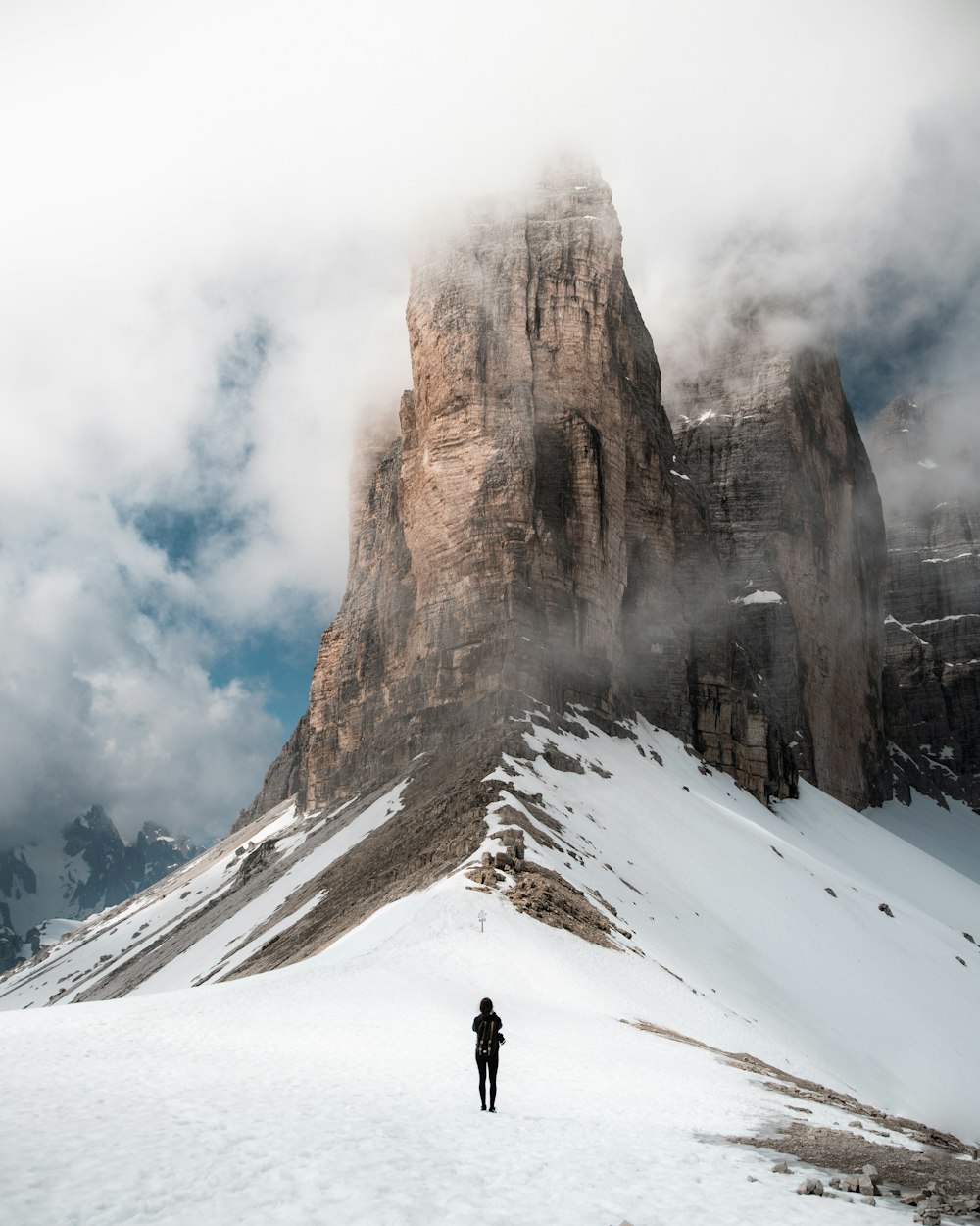 black and white mountain painting