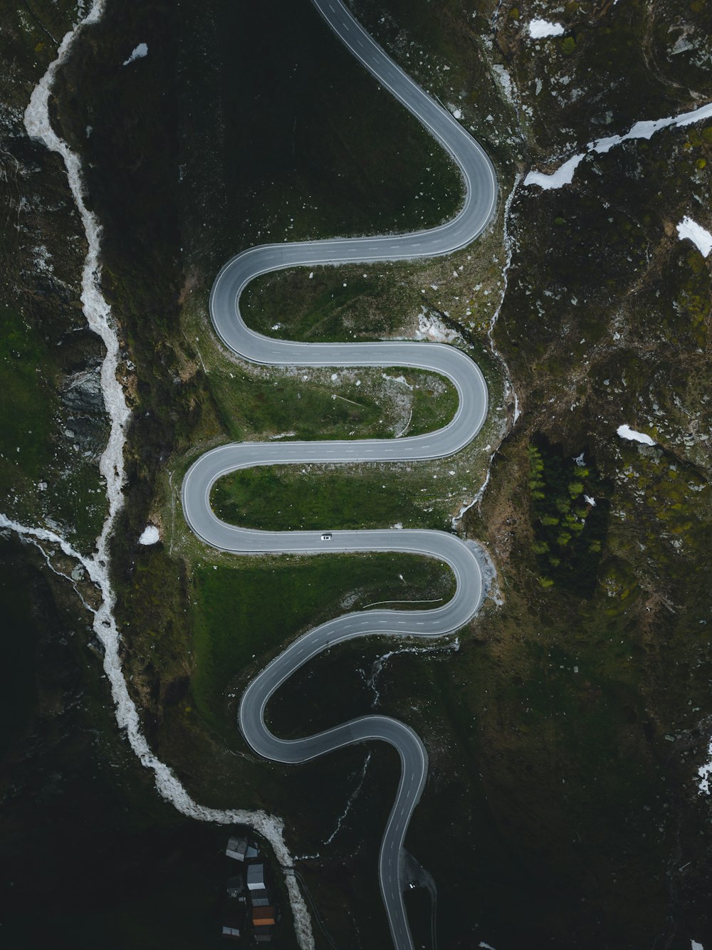 aerial photography of curved road
