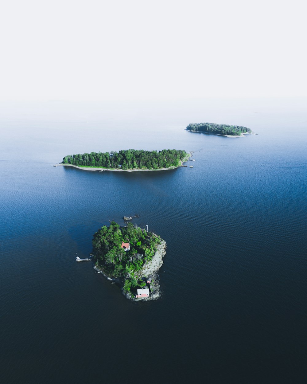 aerial photography of three islands