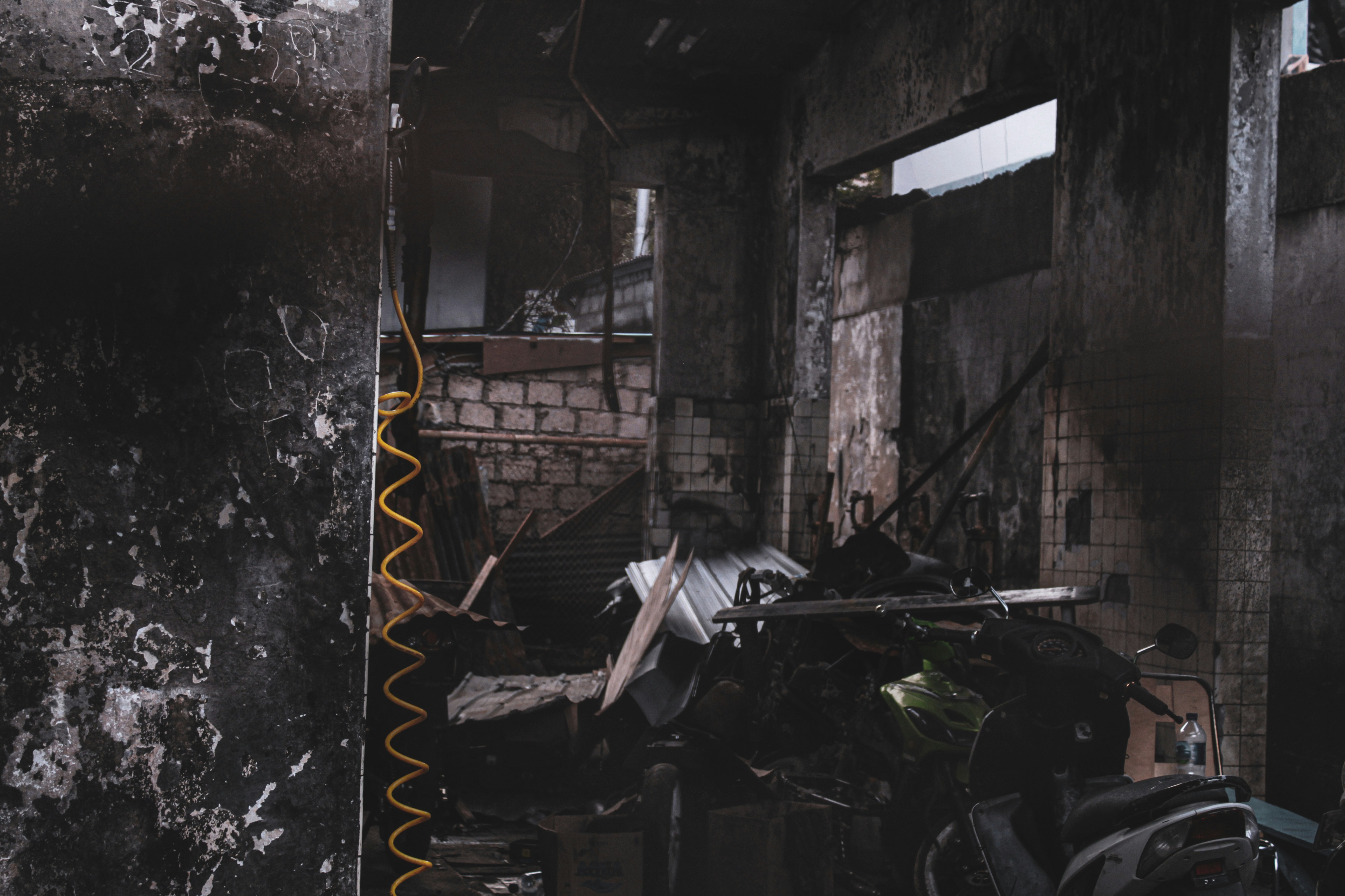 destroyed brown house view