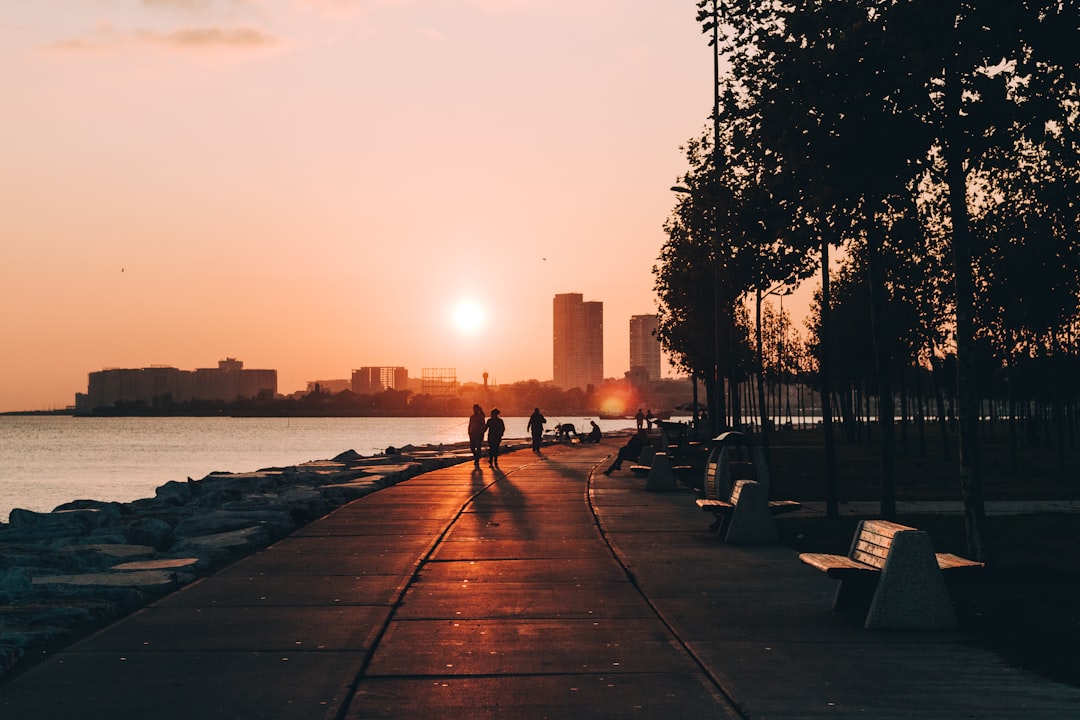 person walking near the body of water